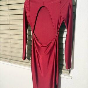 Fashion Nova Burgundy Backless Dress